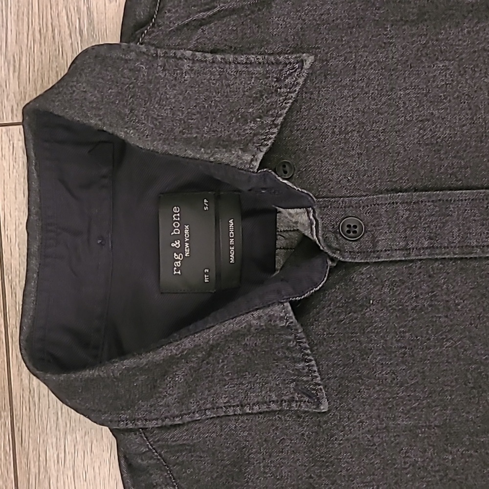 RAG & BONE Dark Grey Denim Cotton Blend Fit 2 Sz S Long Sleeve Button Down Shirt - Picture 5 of 10